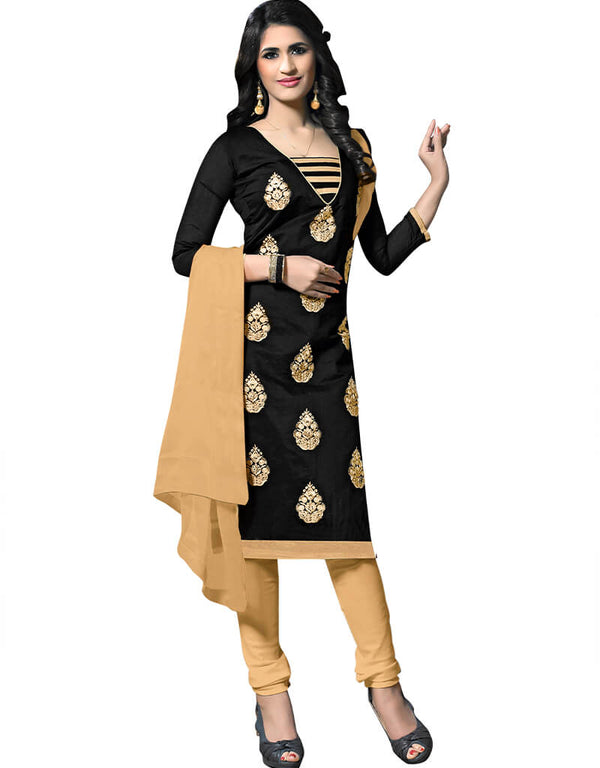 Black Cotton Chudidar Salwar Suits