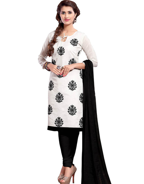 White Cotton Chudidar Salwar Suits