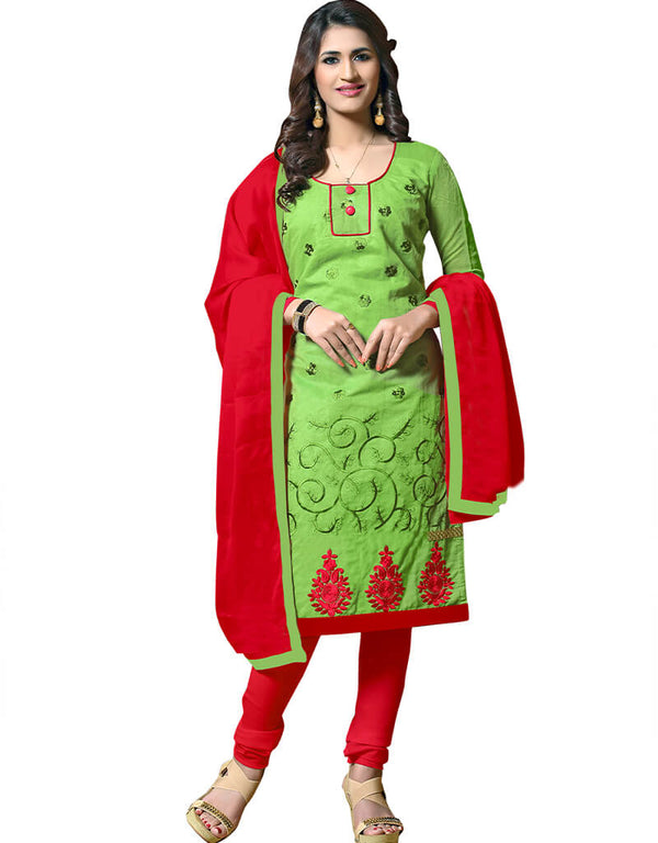 Light Green Cotton Chudidar Salwar Suits
