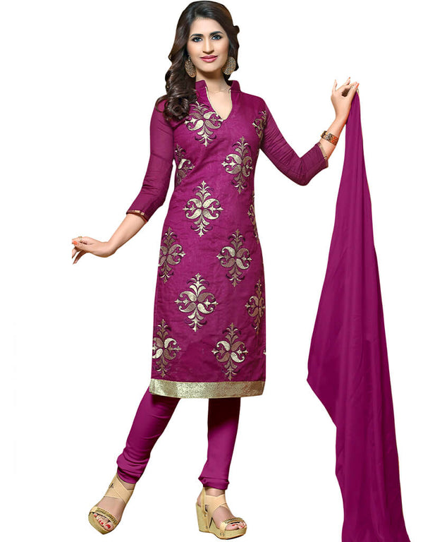 Purple Cotton Chudidar Salwar Suits