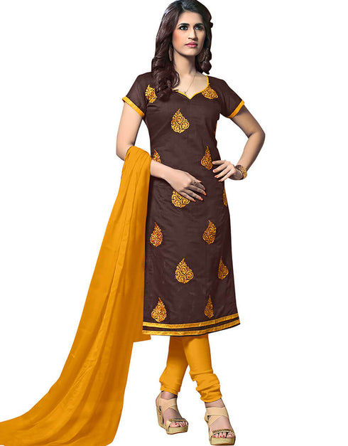 Brown Cotton Chudidar Salwar Suits