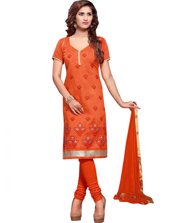 Orange Cotton Chudidar Salwar Suits