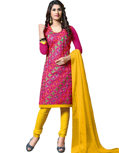 Pink Cotton Chudidar Salwar Suits