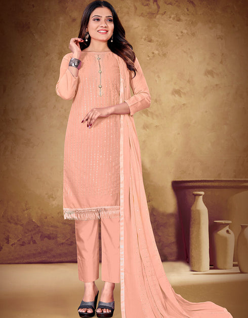 Peach Cotton Pant Salwar Suits