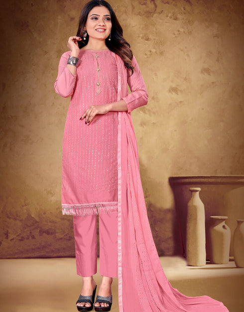 Pink Cotton Pant Salwar Suits