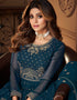 Teal Real Georgette Sharara Salwar Suit Closure View