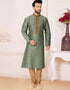 Green Kurta Polysilk Chudidar