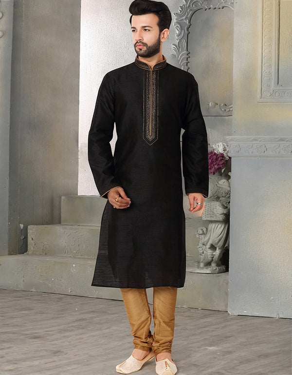Black Kurta Jacquard Chudidar