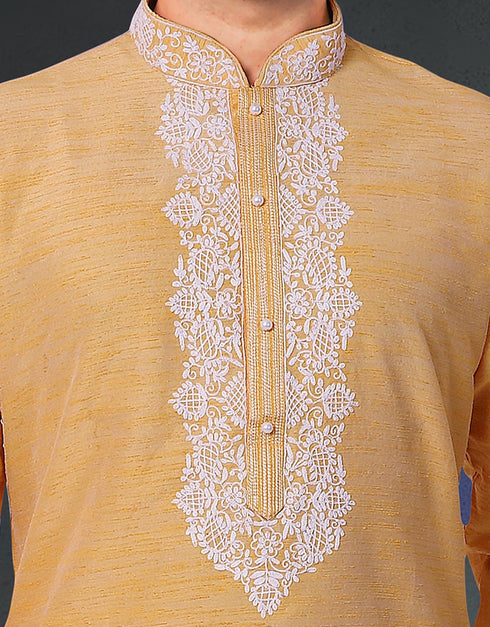 Yellow Kurta Polysilk Chudidar Closure View