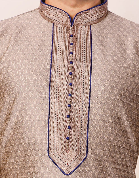 Brown Kurta Jacquard Chudidar Closure View