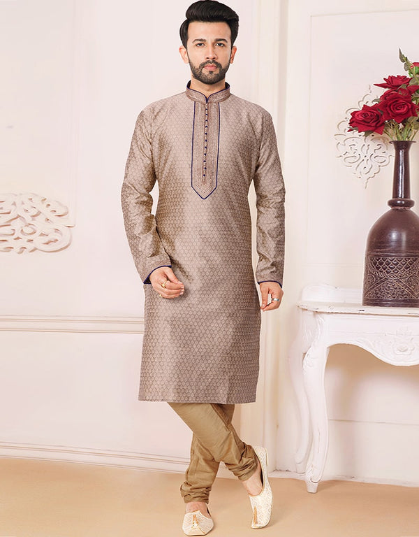 Brown Kurta Jacquard Chudidar