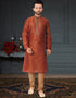 Orange Kurta Jacquard Chudidar
