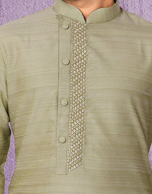 Green Kurta Jacquard Chudidar Closure View