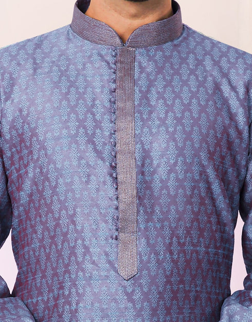 Purple Kurta Jacquard Chudidar Closure View