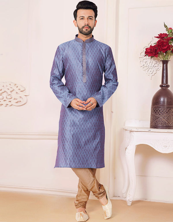 Purple Kurta Jacquard Chudidar
