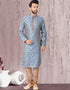 Sky Blue Kurta Jacquard Chudidar