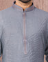 Blue Kurta Jacquard Chudidar Closure View