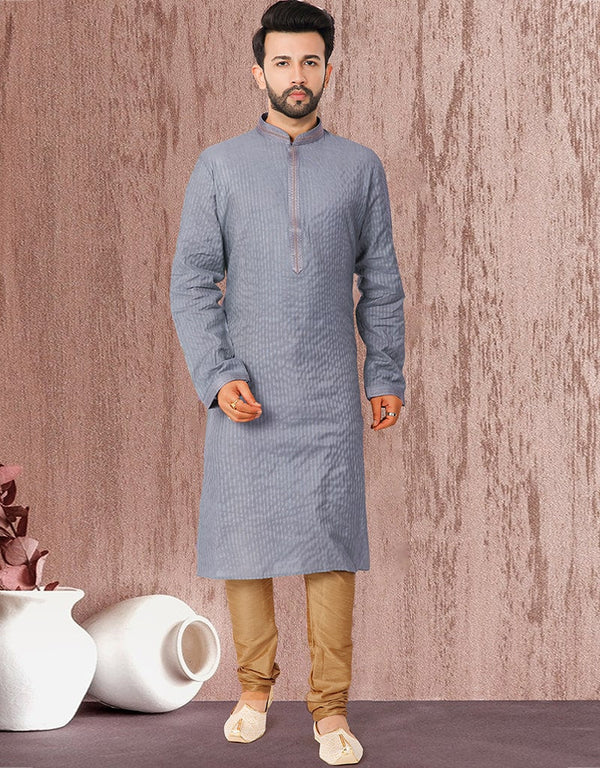 Blue Kurta Jacquard Chudidar