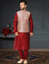 Red Kurta Polysilk Chudidar