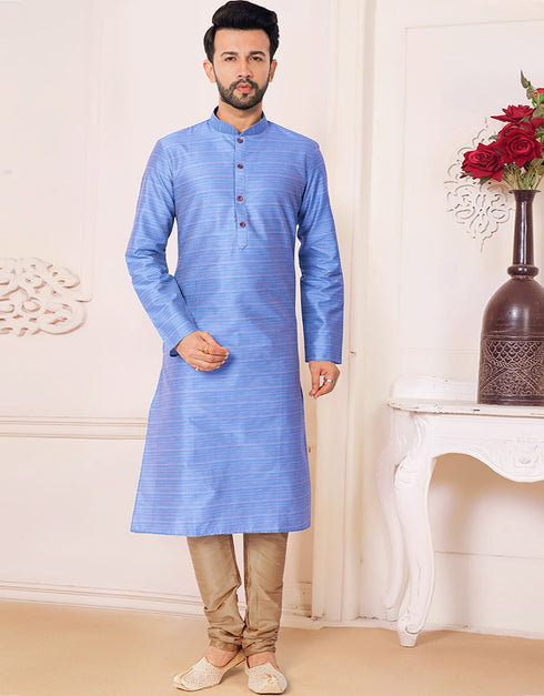 Blue Kurta Polysilk Chudidar