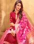 Maroon Satin Georgette Chudidar Salwar Suits Closure View