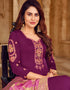Wine Satin Georgette Chudidar Salwar Suits Closure View