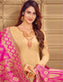 Beige Satin Georgette Chudidar Salwar Suits Closure View