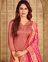 Peach Pink Satin Georgette Chudidar Salwar Suits Closure View