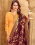 Mustard Satin Georgette Chudidar Salwar Suits Closure View