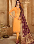 Mustard Satin Georgette Chudidar Salwar Suits