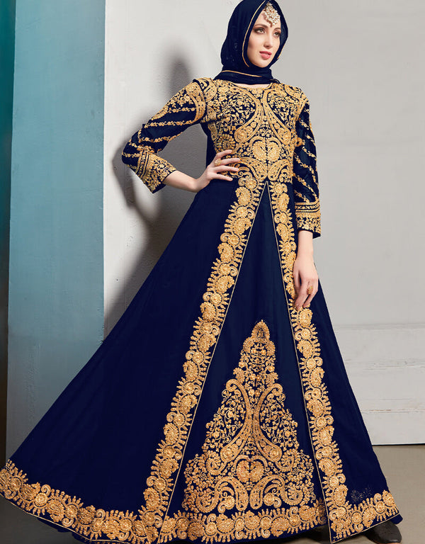 Royal Blue Real Georgette Anarkali Salwar Suit