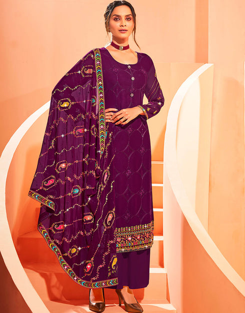 Purple Georgette Palazzo Salwar Suits