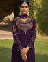 Purple Georgette Palazzo Salwar Suits Closure View