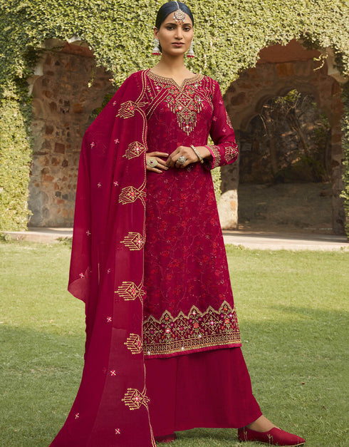Pink Georgette Palazzo Salwar Suits