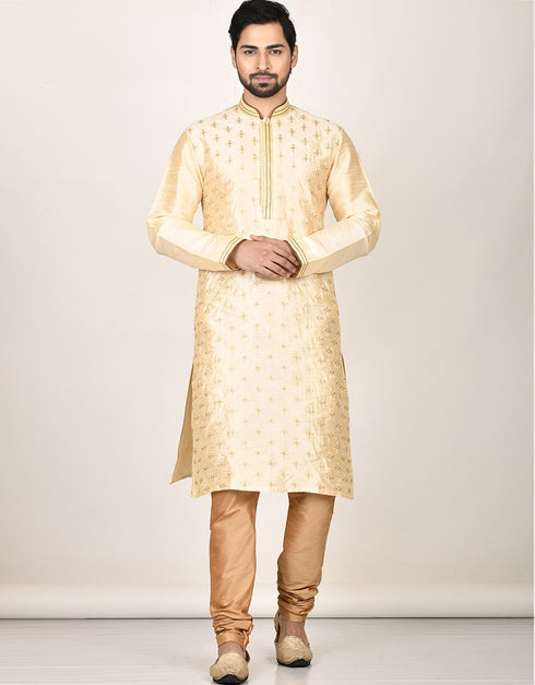 Cream Kurta Dhupion Silk Payjama