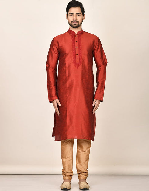 Maroon Kurta Dhupion Silk Payjama