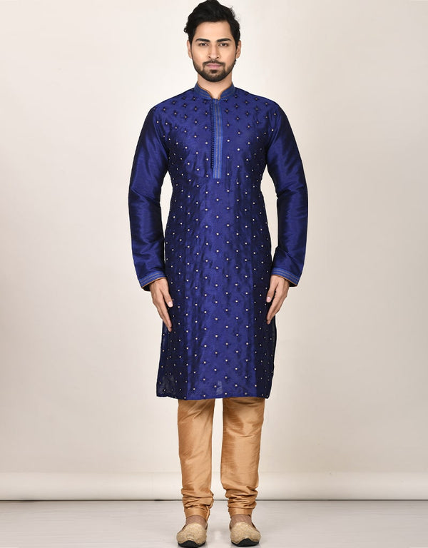Royal Blue Kurta Dhupion Silk Payjama