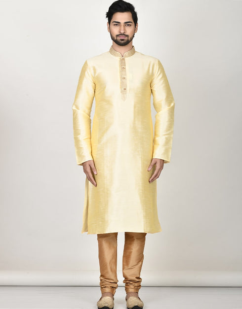 Cream Kurta Dhupion Silk Payjama