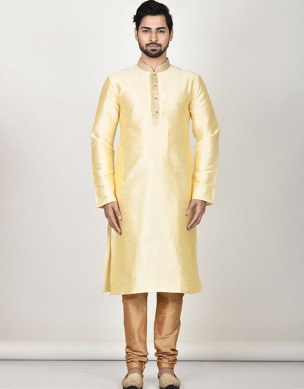 Cream Kurta Dhupion Silk Payjama