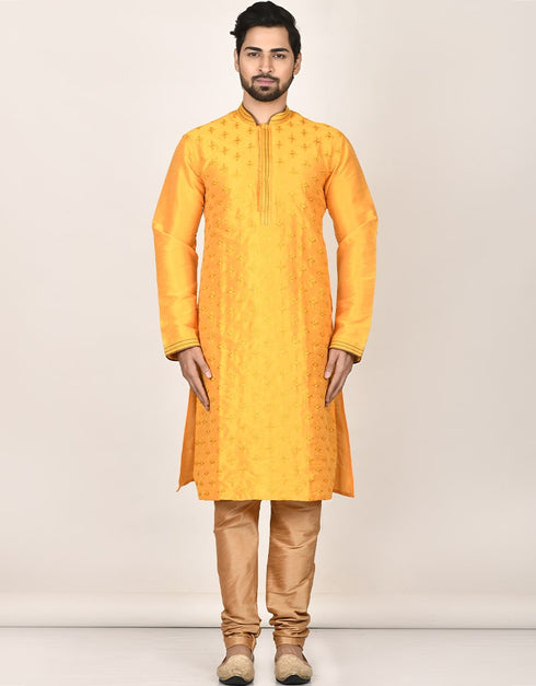 Mustard Kurta Dhupion Silk Payjama