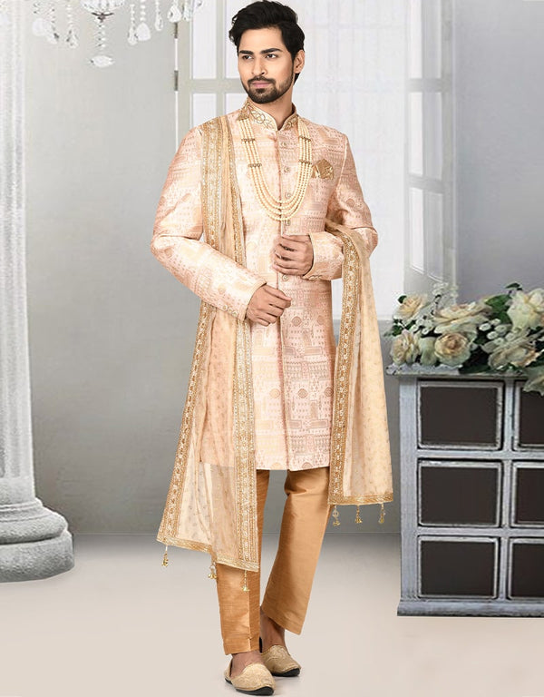 Rose Pink Kurta Jacquard Churidar