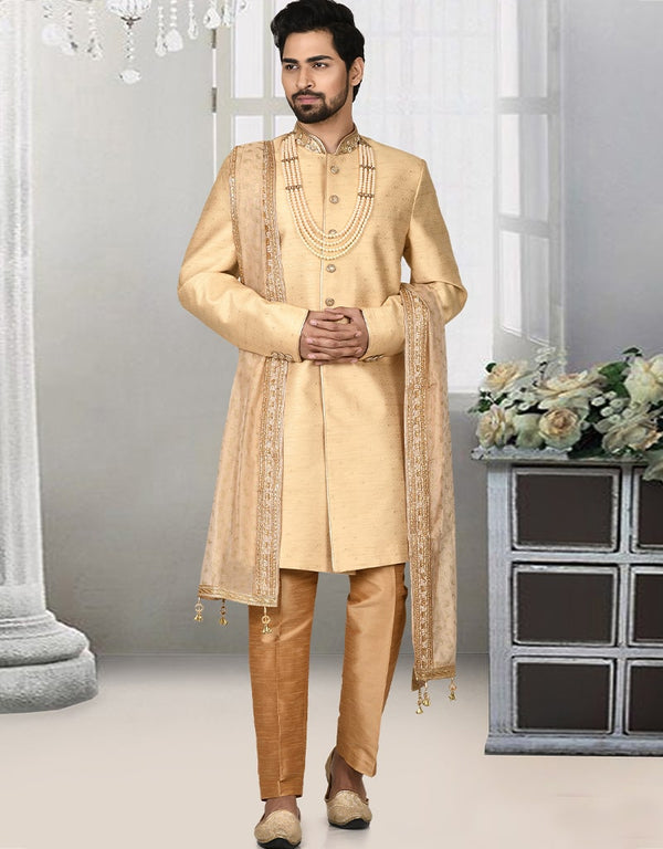 Gold Kurta Jacquard Churidar