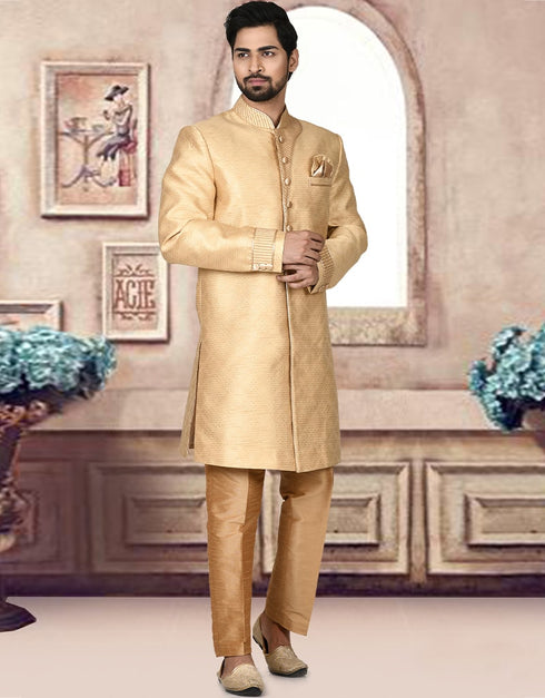 Gold Kurta Jacquard Churidar