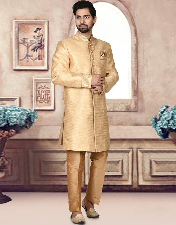 Gold Kurta Jacquard Churidar