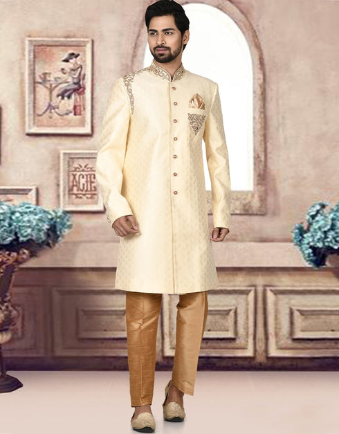 Lemon Kurta Jacquard Churidar