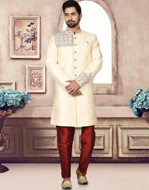 Lemon Kurta Jacquard Churidar