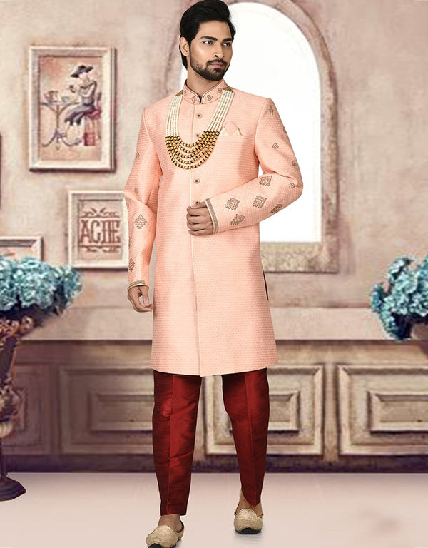Light Pink Kurta Jacquard Churidar