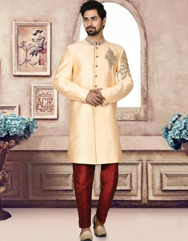Light Gold Kurta Jacquard Churidar
