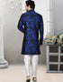 Navy Blue Kurta Jacquard Churidar Closure View