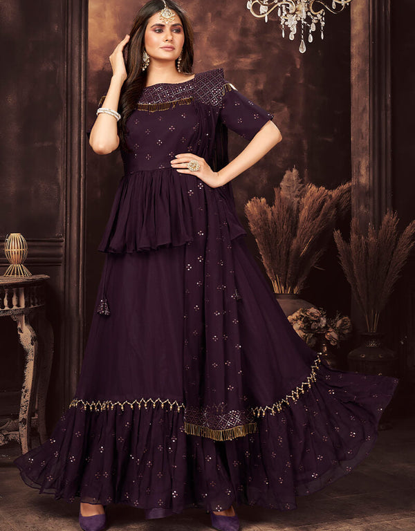 Purple Georgette Lehenga Suit